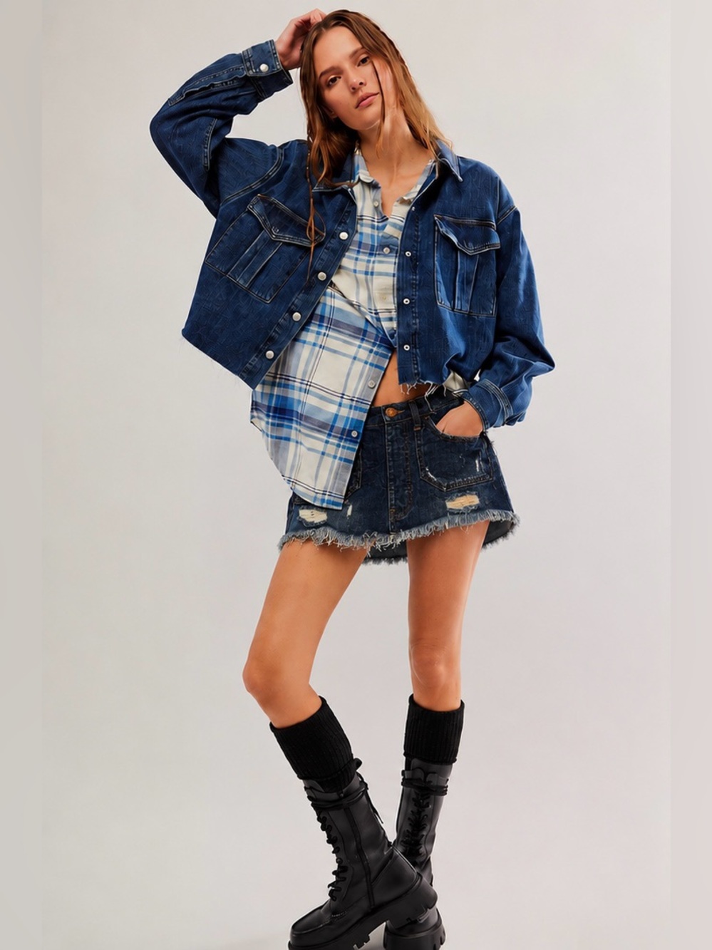 ONE TEASPOON Cowboy Junk Yard Denim Mini Skirt